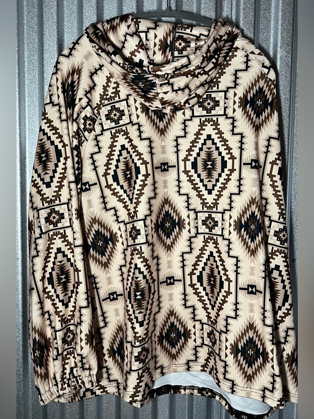 Sterling Kreek 1/4 Zip Southwest Print Zip Hoodie - Beige & Brown NWT 3x - Picture 5 of 6